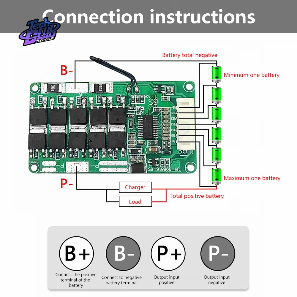 

6S 22.2V 10A 15A 20A 25A Li-ion Lithium 18650 Charge Board Common Port Short Circuit Protection For Power Tool Accesories