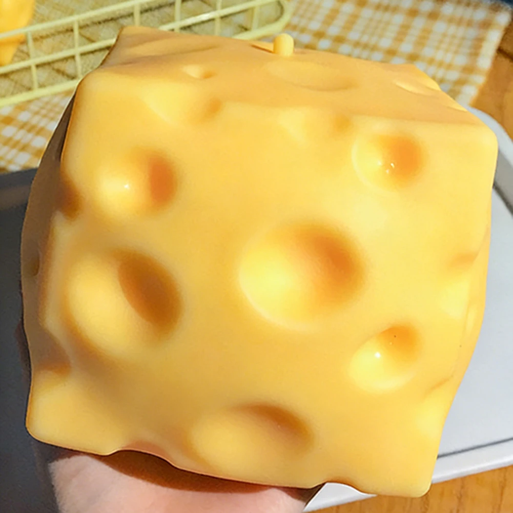

Cheese Cube Stress Ball Big Cheese Shapeable Squeeze Ball Non-Bounce Fidget Toy Soft Dessert Squeeze Toy Anti-Stress Kids Gift