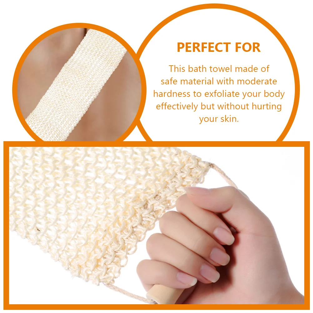 Bath Strap Scrubbing Cloth Back Scrubber for Shower Washer Body Towels Wooden Washing Exfoliating Sisal