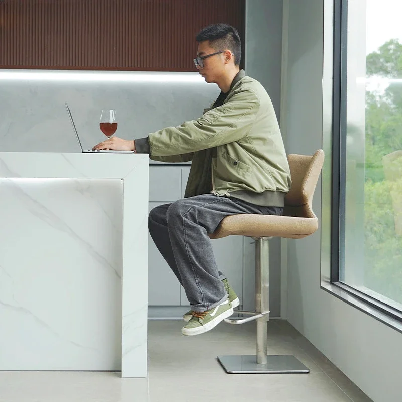 Barre de Maquillage Réglable avec Bras Ergonomique, Tabouret de Bar de Cuisine Haut, Meuble de Restaurant en Velours