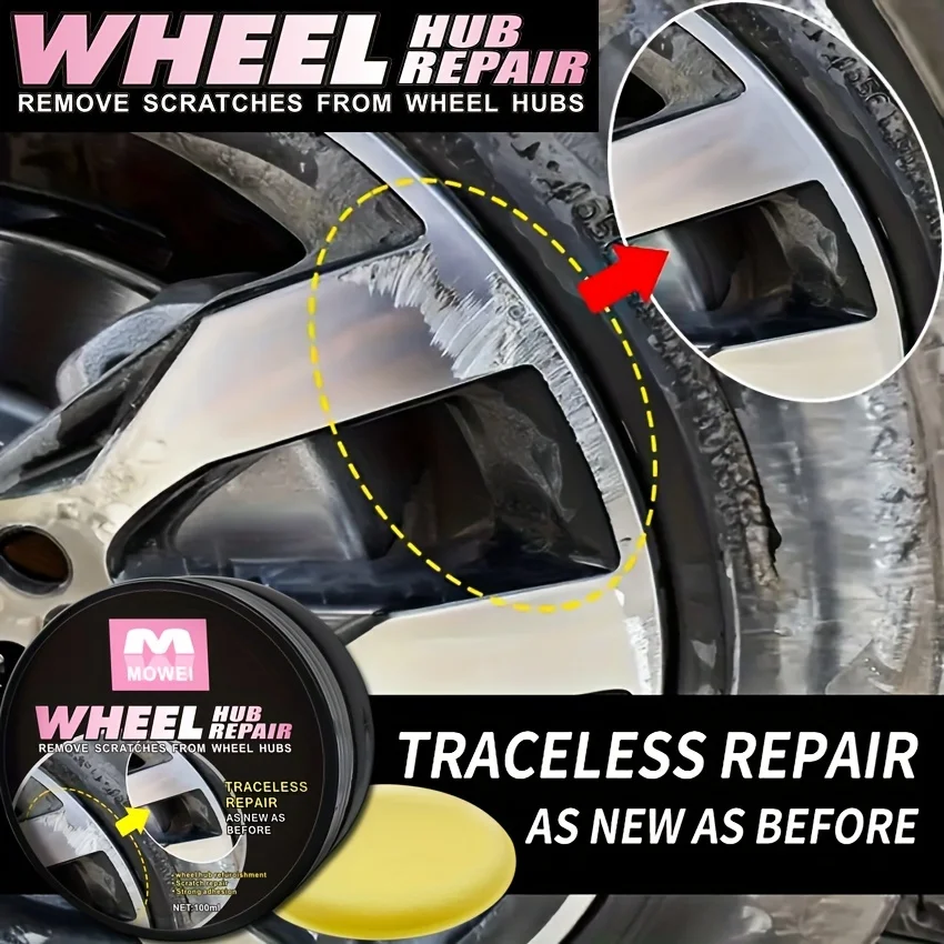 Car wheel hub scratches repair kit, Wheel hub retreading and polishing paste, Automobile wheel hub scratches, rust, fading
