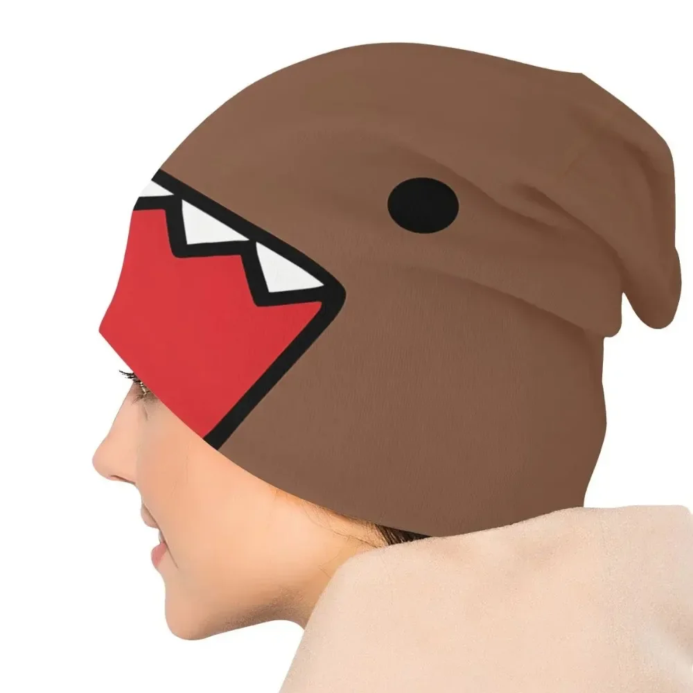 Brązowe anime Domo Kun jesienne kobiece cienkie czapki Outdoor unisex czapki z daszkiem Skullies