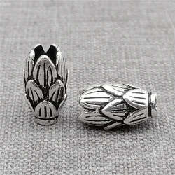 2 Pieces Sterling Silver Lotus Flower Beads 925 Silver Meditation Bracelet Necklace Spacer