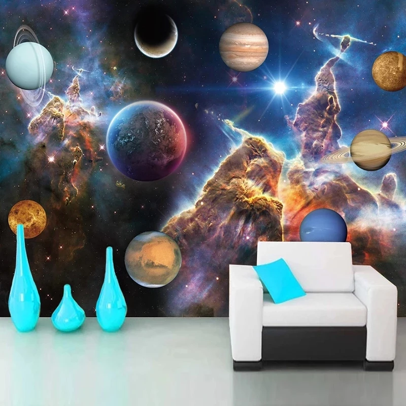 Custom Photo 3D Beautiful Universe Galaxy Starry Sky Mural Restaurant Bedroom Poster Wallpaper Living room TV background wall 8d