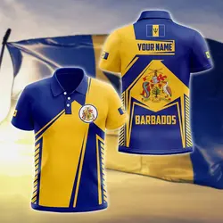 Barbados Flag & Coat of Arms Customized Polo Shirts Summer Casual Streetwear Men's Fashion Loose Jersey Plus Size Sportswear