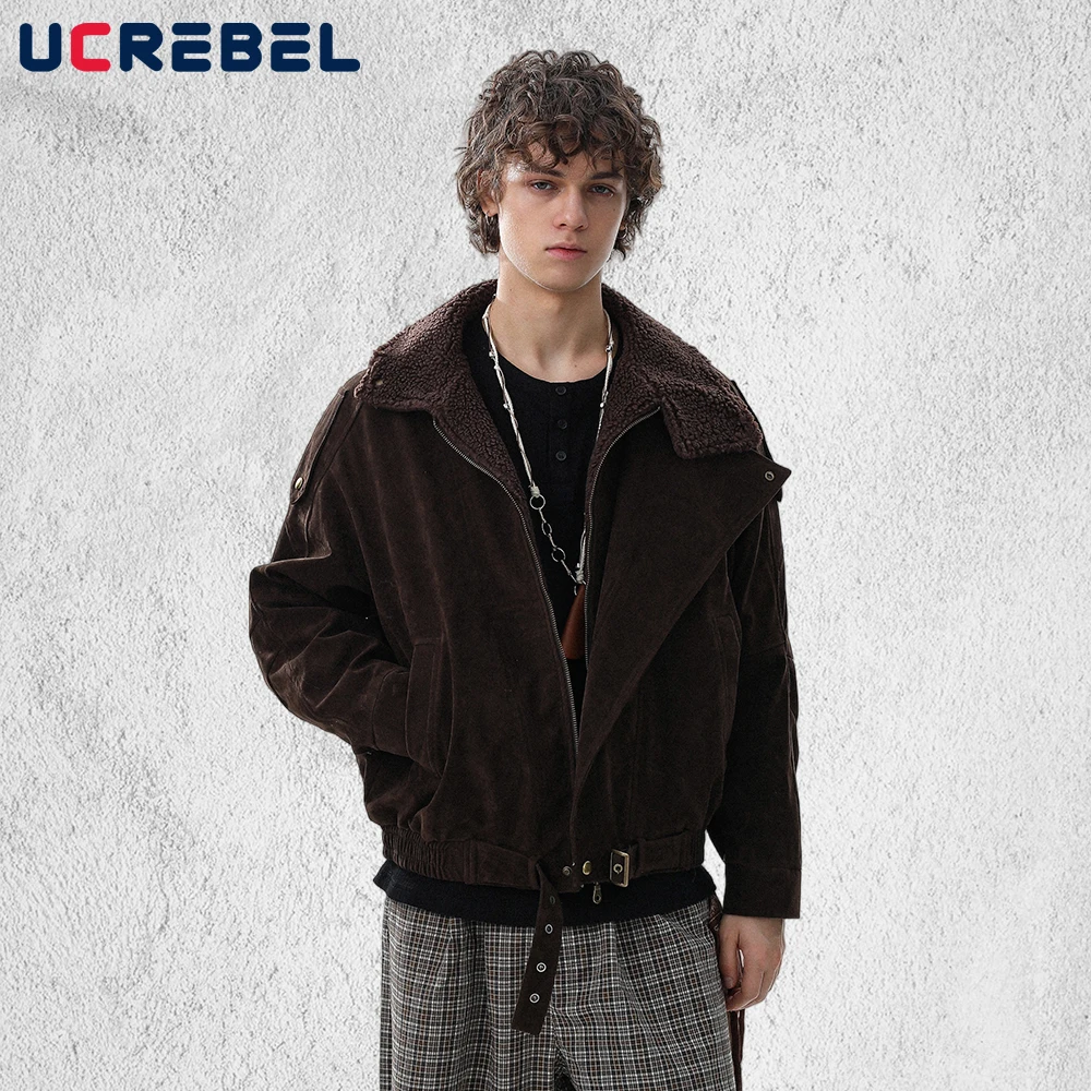 Spliced Stand Collar Down Jacket Mens Retro High Street Winter Thick Loose Long Sleeve Quilted Jacket Man Outerwear