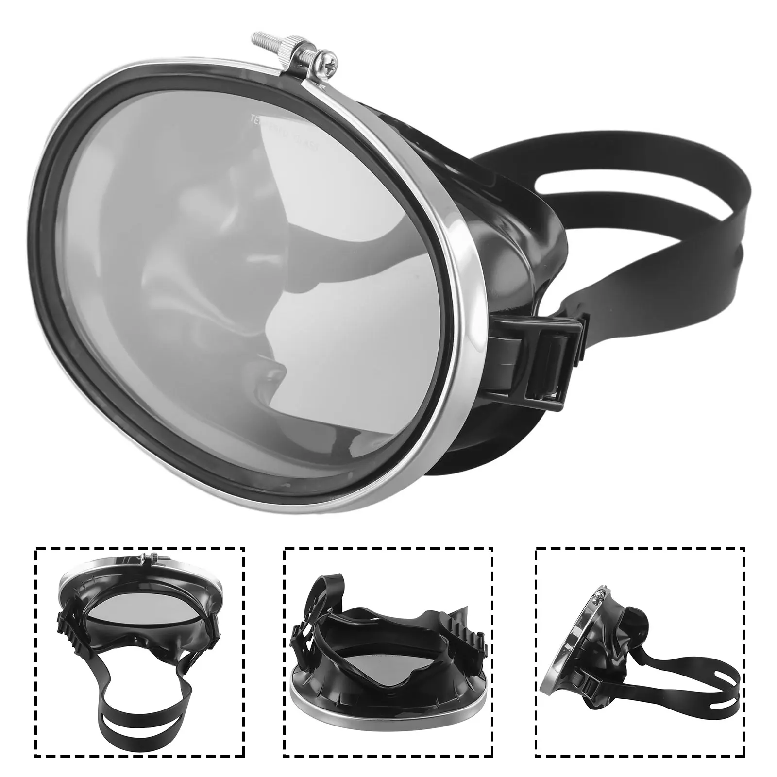 Scuba Mirror Diving Goggle Liquid Silicone Outdoor Snorkeling Tempered Glass 1pcs 4mm Thick Adjusted Dive-Mask
