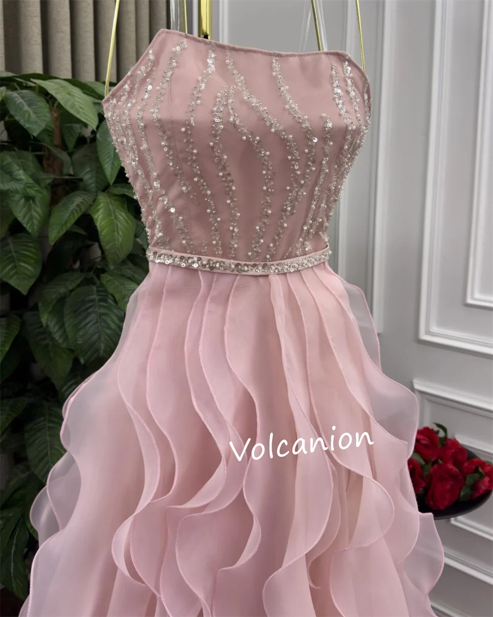 Длинные платья трапециевидной формы без бретелек с рюшами из органзы по индивидуальному заказу, торжественный вечер, изысканный блеск