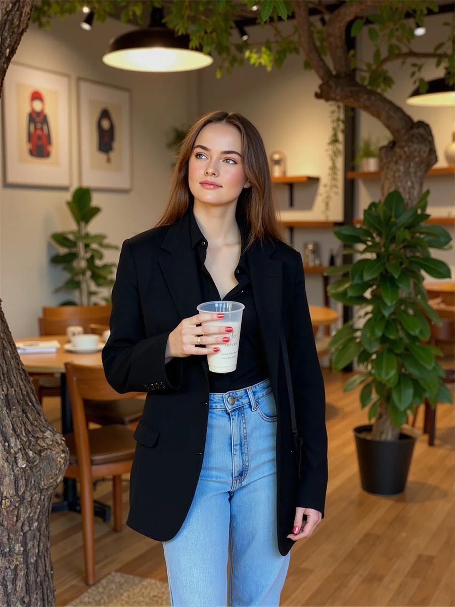 Effen klassieke blazers met enkele rij knopen voor dameskleding Dames Schuin Academisch Gloeiend Bruiloft Oprollen Sfeer Verstandelijk woon-werkverkeer