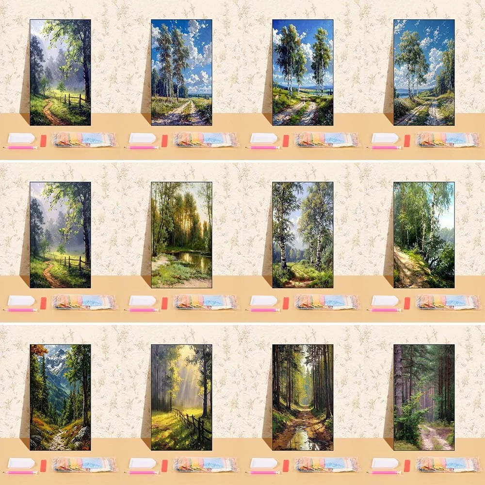 

DIY 5D Diamond Painting Forest Landscape Cross Stitch Kit Full Round Drill Embroidery Mosaic Art Rhinestone Decoration Picture