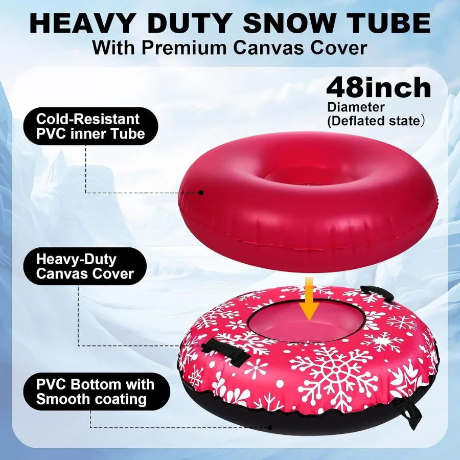 أنابيب الثلج 47 بوصة زلاجات الثلج القابلة للنفخ مع مقابض للبالغين زلاجات سفلية سميكة شديدة التحمل ألعاب شتوية للرياضات الخارجية Sl