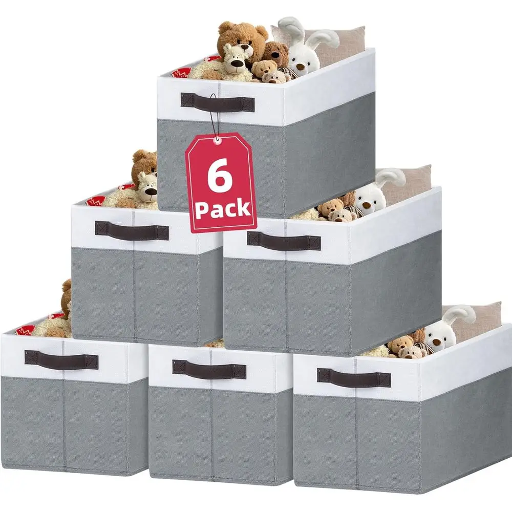 

Extra Large 16x12 Storage Bins - 6-Pack Organizers for Closets, Shelves, and Nursery - Ideal for Toys, RV, and Apartment Living
