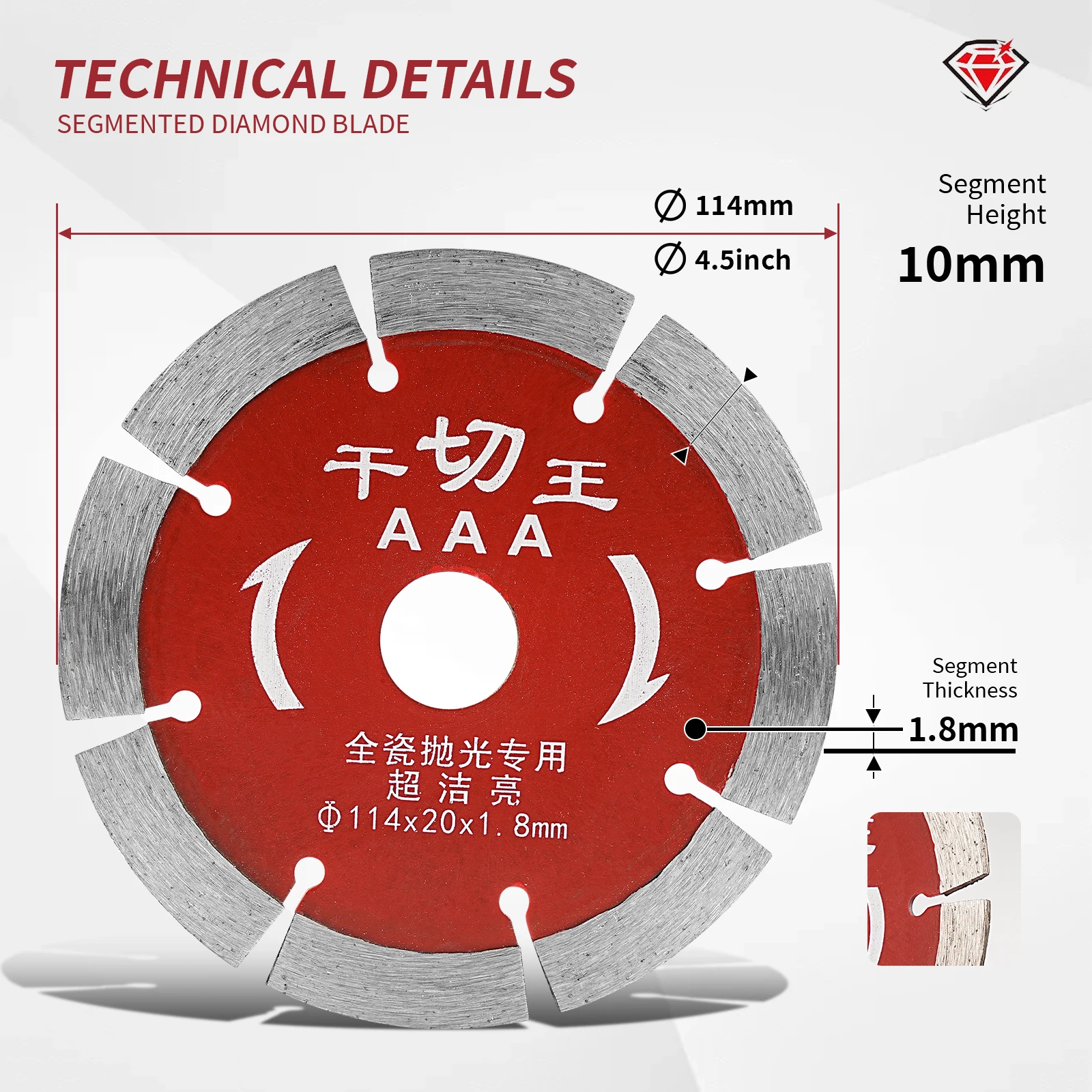 114x20mm Diamond Circular Saw Blade Stone Wall Grooving Dry Cutting Wheel for Marble Machine Cutting Ceramic Concrete Brick
