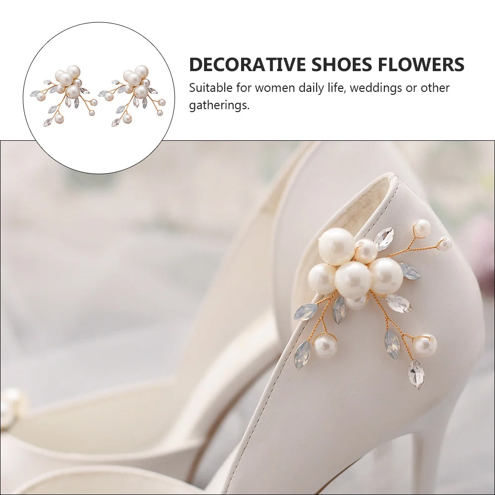 High Heel Shoe Buckle Flower Women's Heeled Loafers for Clip Shoes Pearl Crystal Bow Heels Banquet Buckles