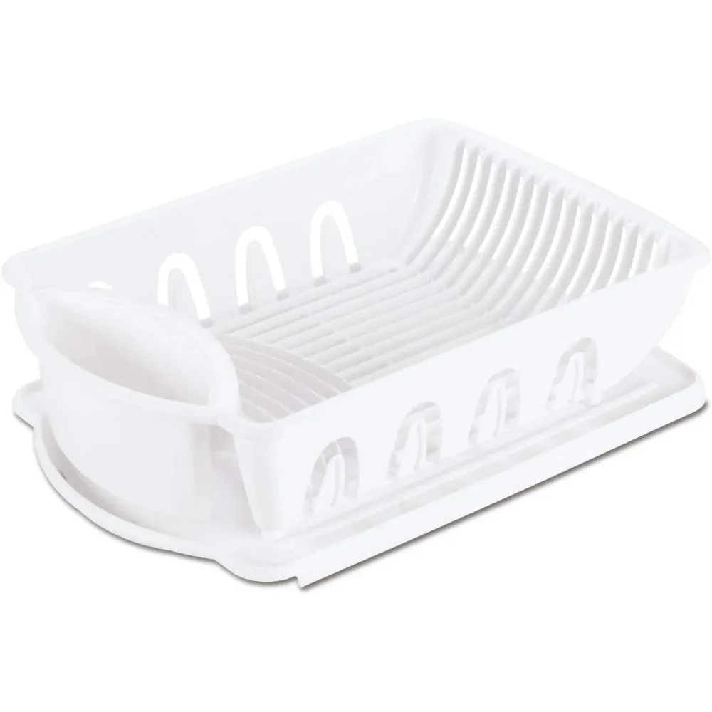 2-Piece Dish Rack Dish Drainer Set, White