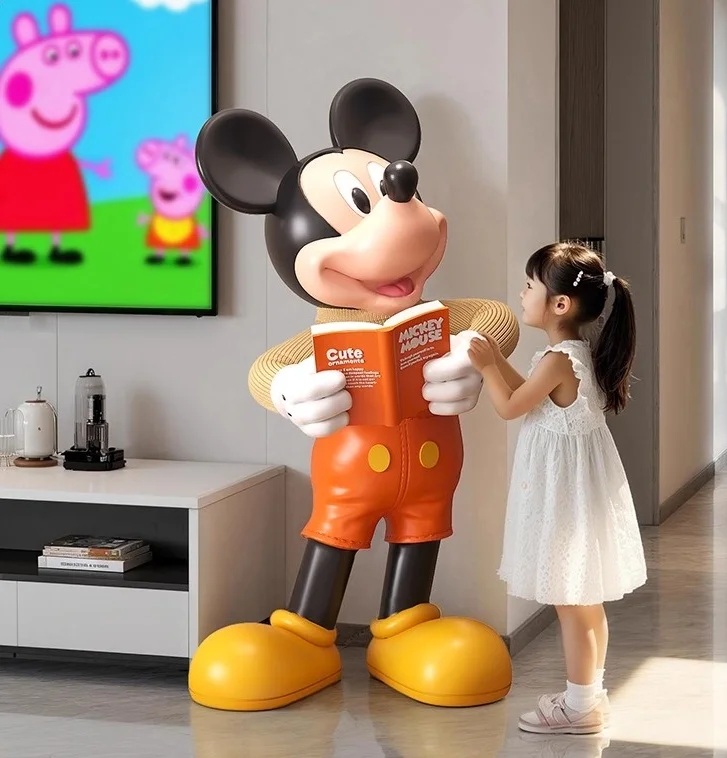 

80 см Микки Маус читает книгу, фигурку из смолы, игрушки, аудио-копилка, коллекция статуй, модель, украшения для комнаты, мебель, кукла