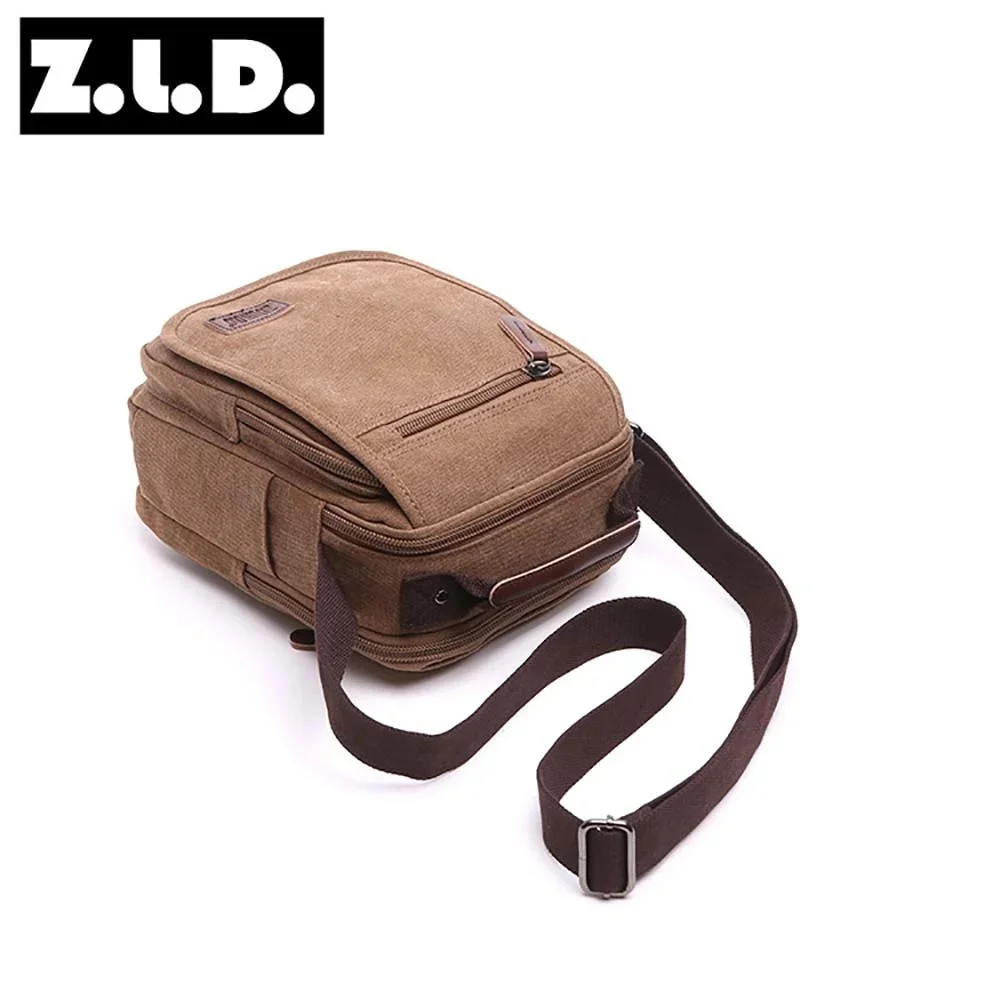 solid color canvas small vertical section square shape handbag men shoulder bag