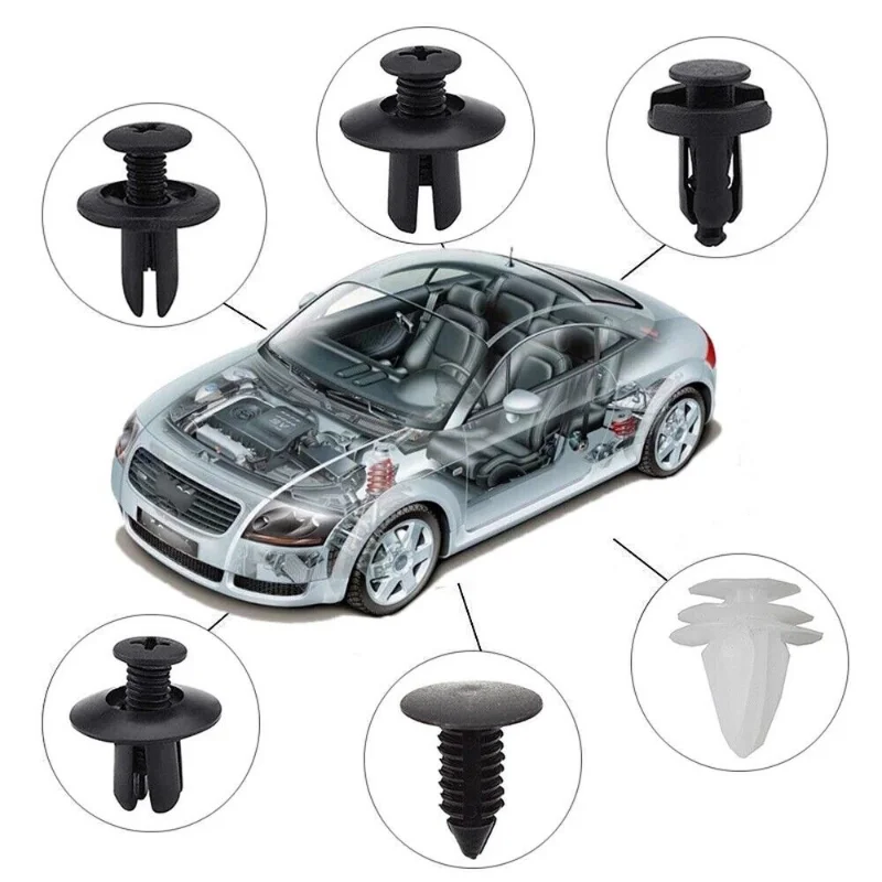100Pcs Mixed Auto Fastener Clip Car Trim Clips Rivet Door Panel Retainer Fastener Mud Flaps Push Set Car Accessories