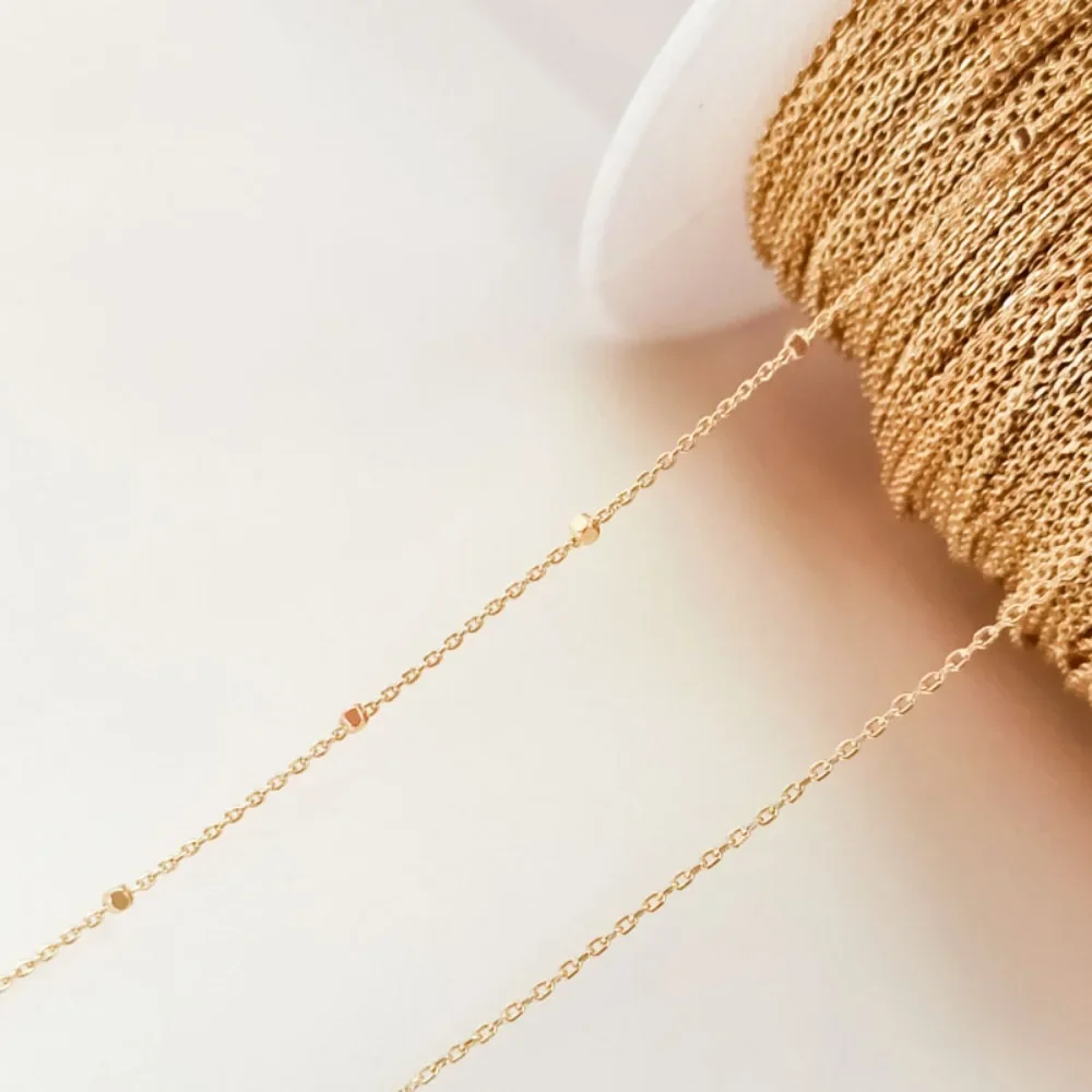 

14-каратное позолоченное ультратонкое плоское 0-цепочка с квадратными бусинами, полуфабрикат, ожерелье-браслет ручной работы, 0,7/0,9 мм