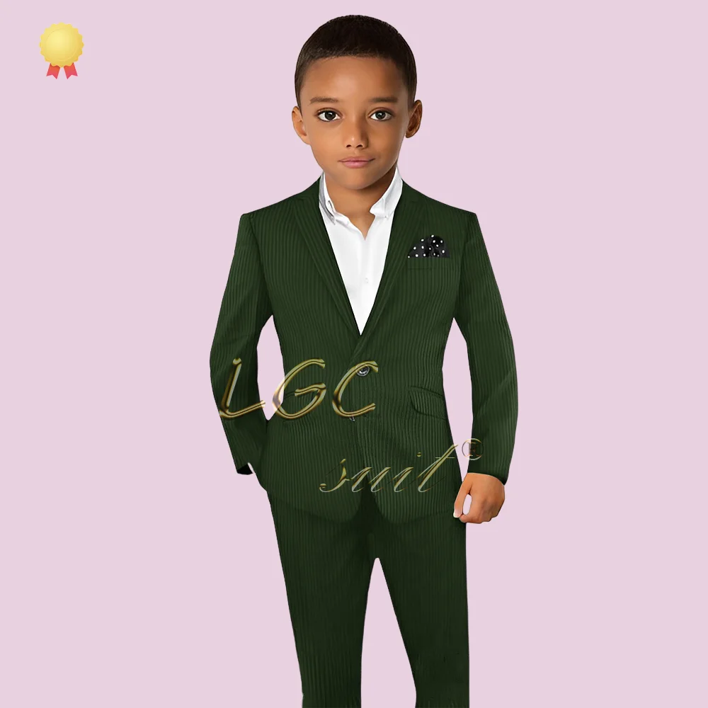 Boys 2-button striped formal suit 2-piece set, suitable for boys aged 2 to 16 years old, customized suit for formal occasions