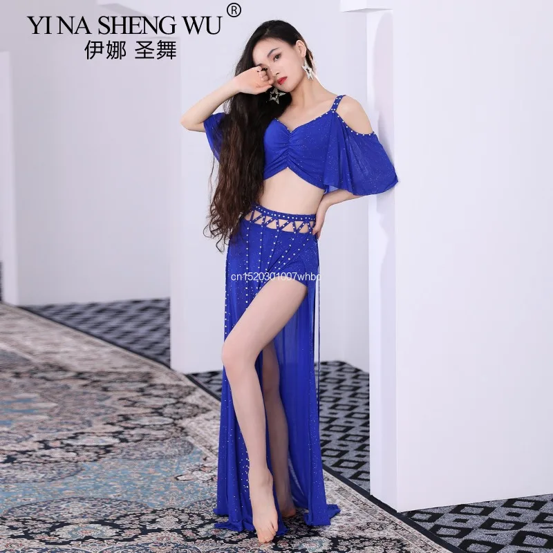Traje de práctica de danza del vientre danza Oriental danza Oriental falda larga para mujer conjunto Sexy nuevo traje de danza del vientre para principiantes conjunto de 2 uds