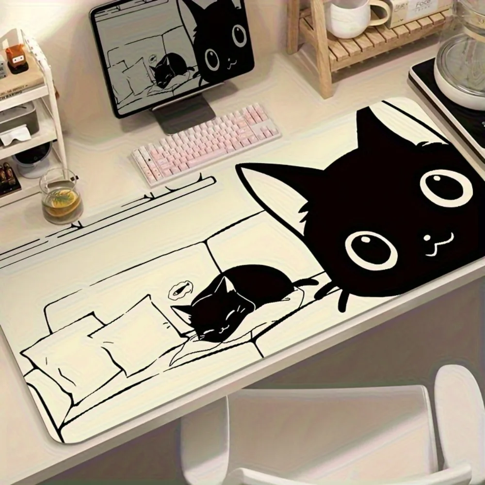 Grand tapis de souris de jeu antidérapant, design anime chat, accessoires PC, tapis de souris, alfombrillas gaming, alfombrilla ratón
