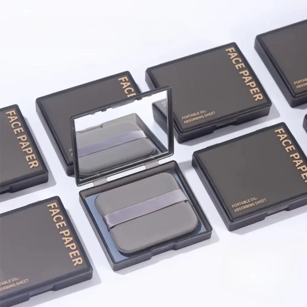 100 Stück Bambus-Löschpapiere mit Spiegel und Make-up-Puff, erfrischende tragbare Geräte, Ölkontroll-Werkzeug-Set, Gesichtsöl-Absorbierende Blätter, Pflege