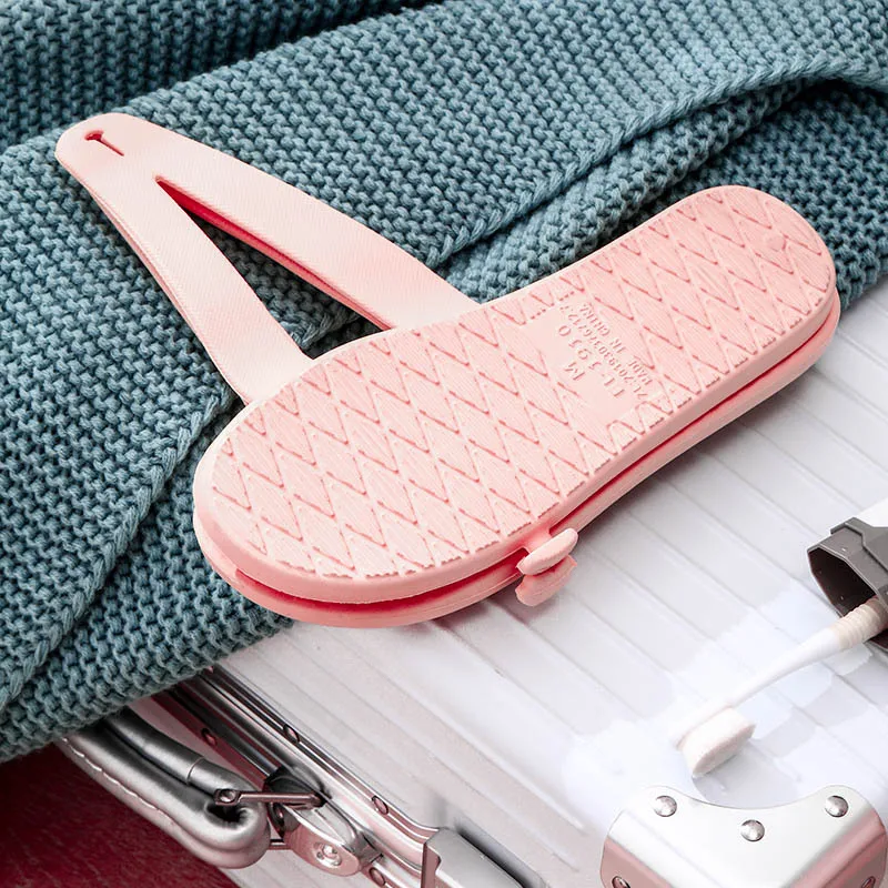 Folding Slippers Trip Travel Portable Slides Women Men Light Home Hotel Salon Homestay Guest Use Sandals Bathing Beach Shoes