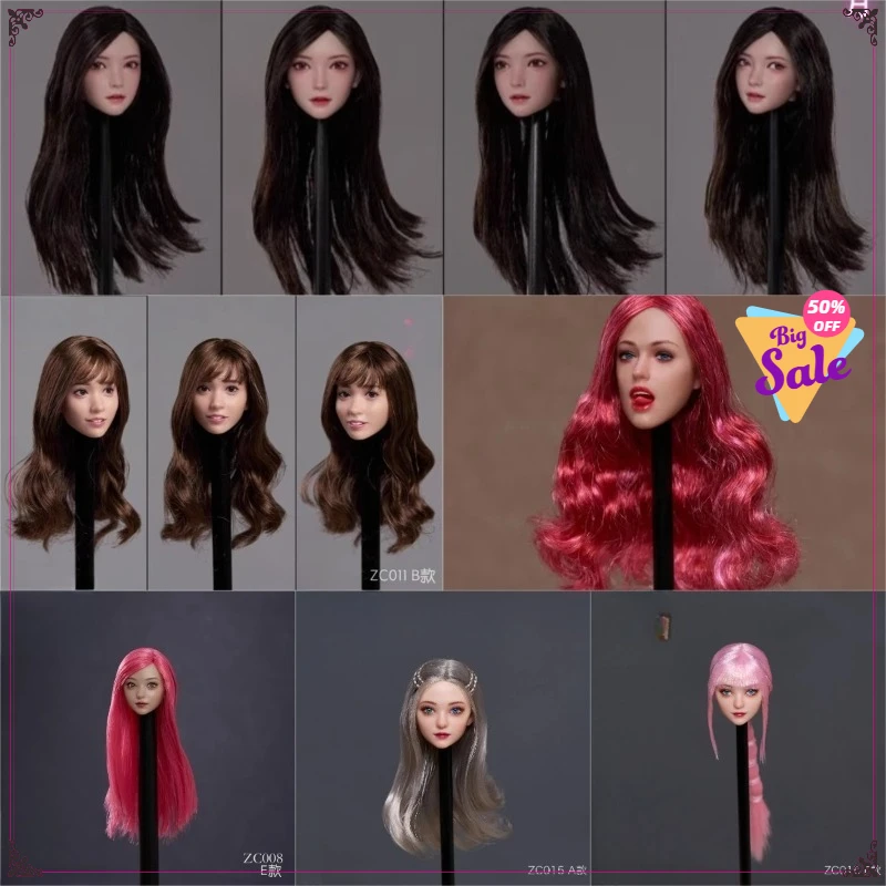 

ZC009 ZC016 1/6 подвижные глаза голова лепка женщина-солдат красочные волосы голова резьба модель подходит 12 дюймов экшн-фигурка тела