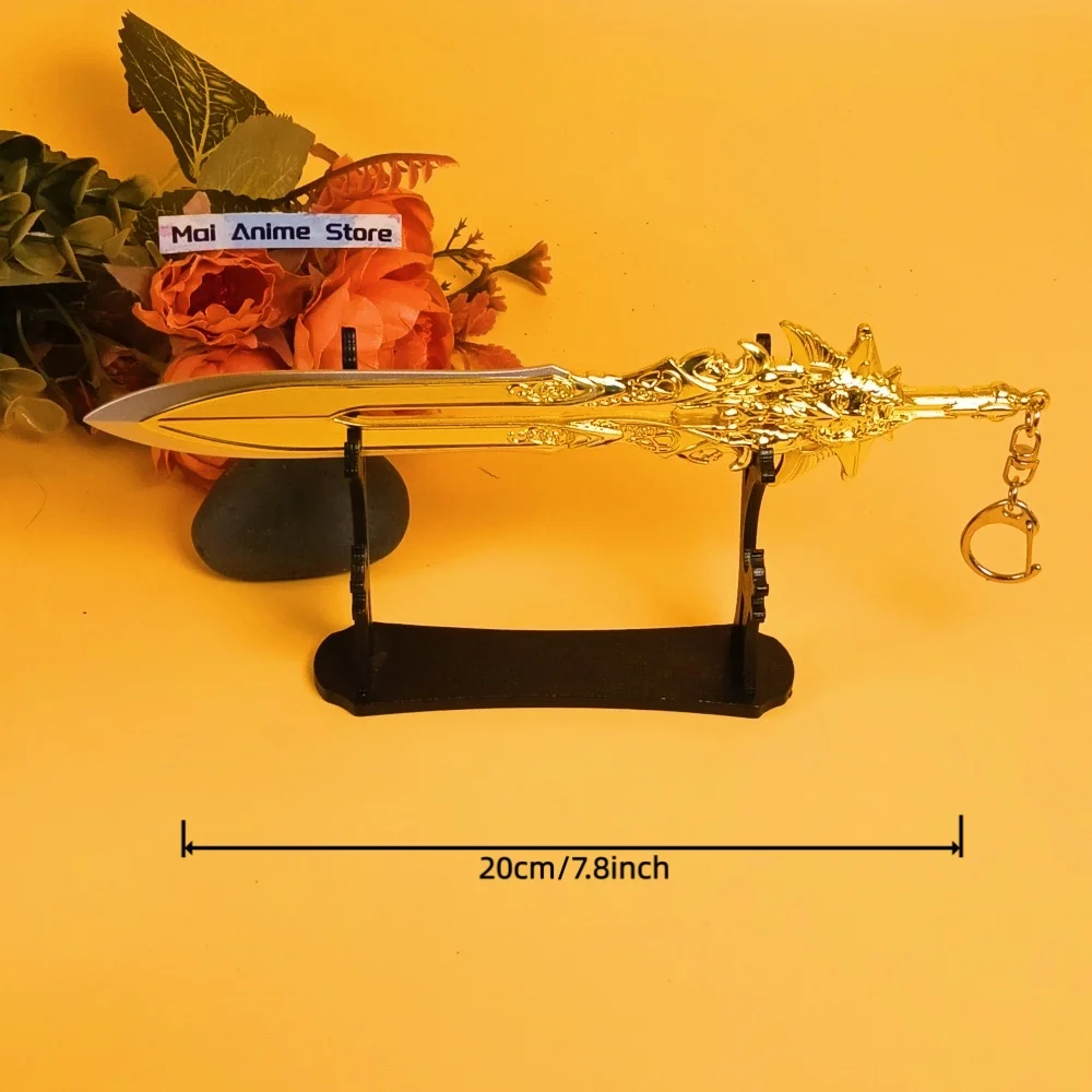 Katana de Metal dorado de 7,8 pulgadas, cuchillo Ninja japonés Real, espada Kratos, hoja de Anime Original, Dios de la guerra, Katana, sable samurái, juguete para regalo
