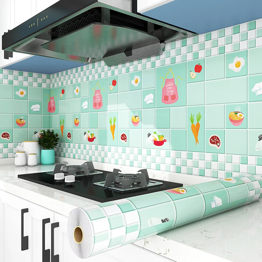 Kitchen Stove Oil-proof Sticker Waterproof High Temperature Resistant Wallpapers Kitchen Decoration Self Adhesive Contact Paper