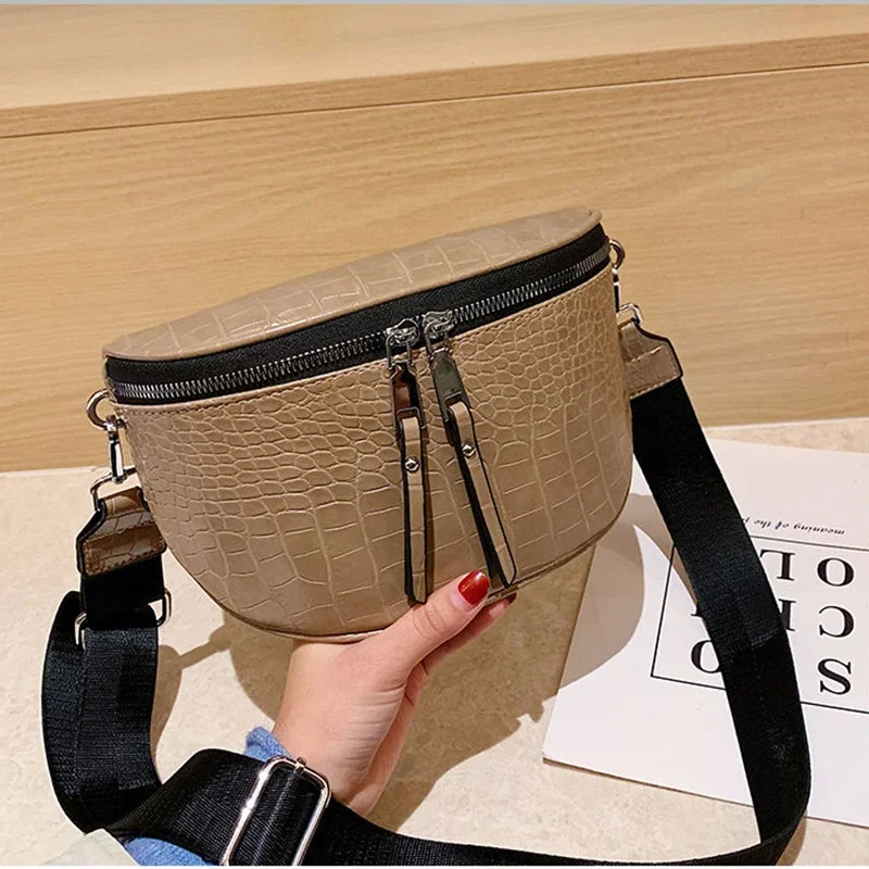 New Fashion Crossbody Shoulder Bags for Women PU Leather Chest Bag Female Solid Color Vintage Handbag Waist Packs