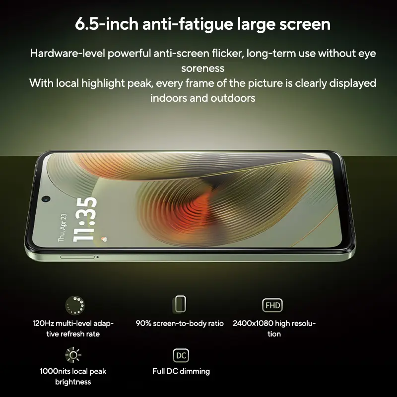 هاتف Motorola MOTO G55 ذكي بشاشة 6.5 بوصة بمعدل تحديث 120Hz وذاكرة 256GB ومعالج MediaTek Dimensity 7025 وكاميرا 50MP - 4