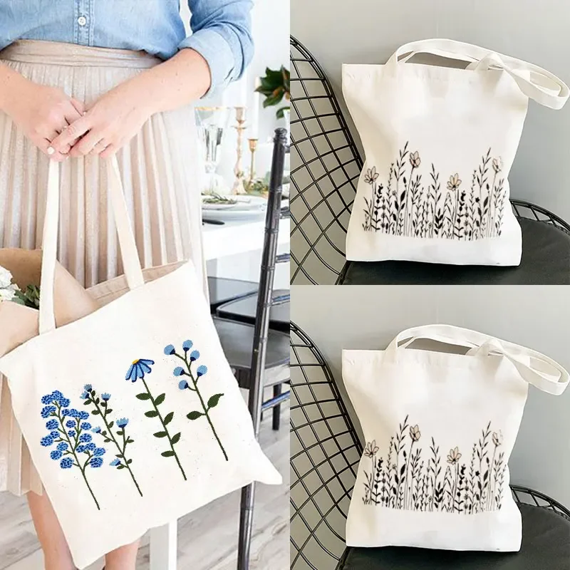 Floral Tote Bag Dandelion Canvas Totes Flower Cot Bag Wildflower Beach Bag Inspirational  Funny Plant Lover Gift Cute Summer Bag