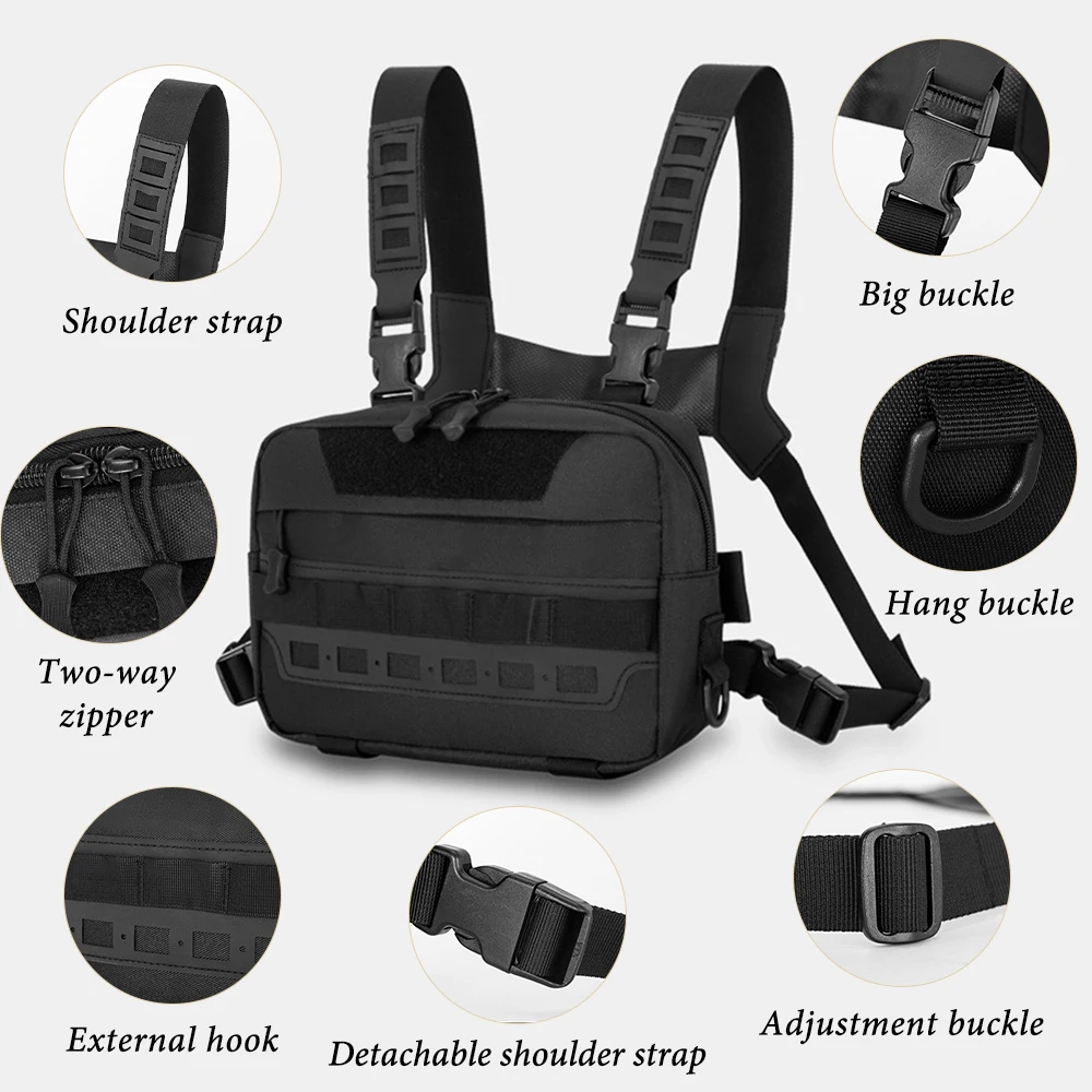 1000D Tactical Chest Rig Bag EDC Organizer Pouch Molle Utility Admin Pouch Hunting Vest Bag Combat Fanny Pack for Outdoor Recon