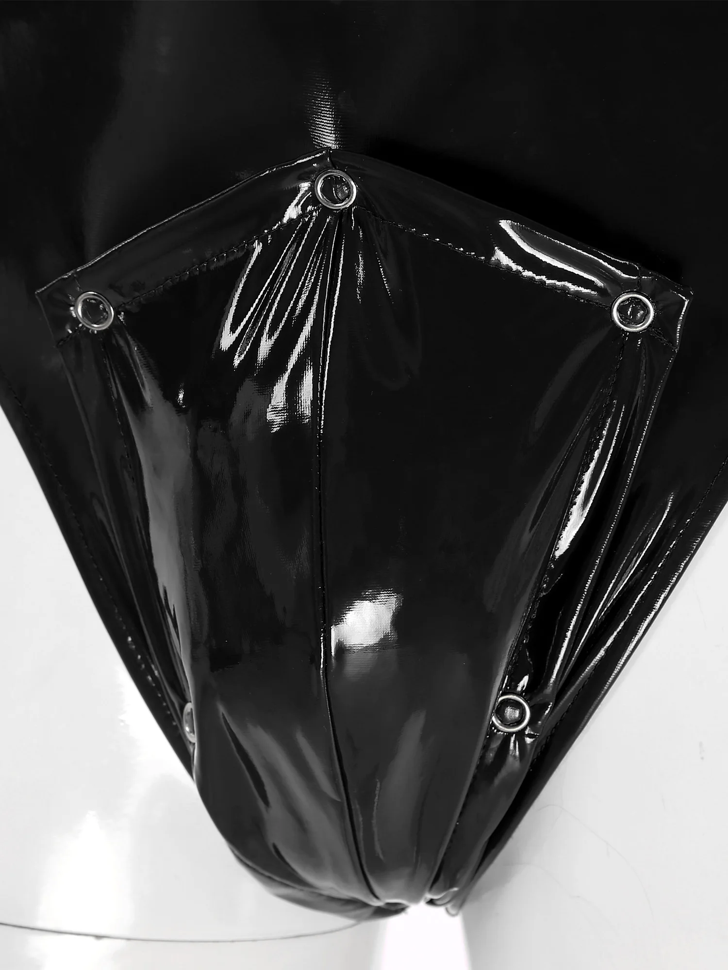 Mens Latex Jumpsuit Shiny Wetlook Patent Leather Bodysuit Underwear Long Sleeve Open Crotch Bulge Pouch Leotard Catsuit Clubwear