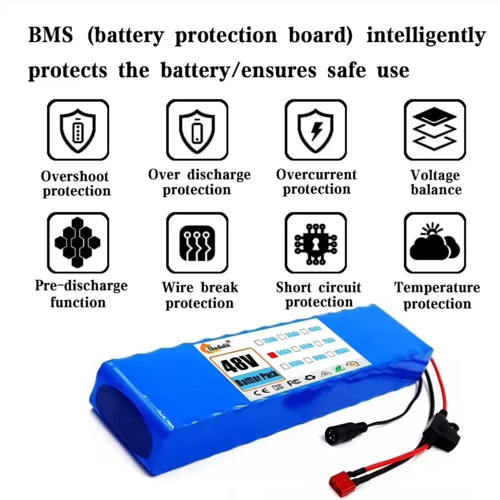 48V High-performance 13S2P 18650 Lithium ion Battery Pack 60Ah power endurance For 54.6v power vehicle battery replacement