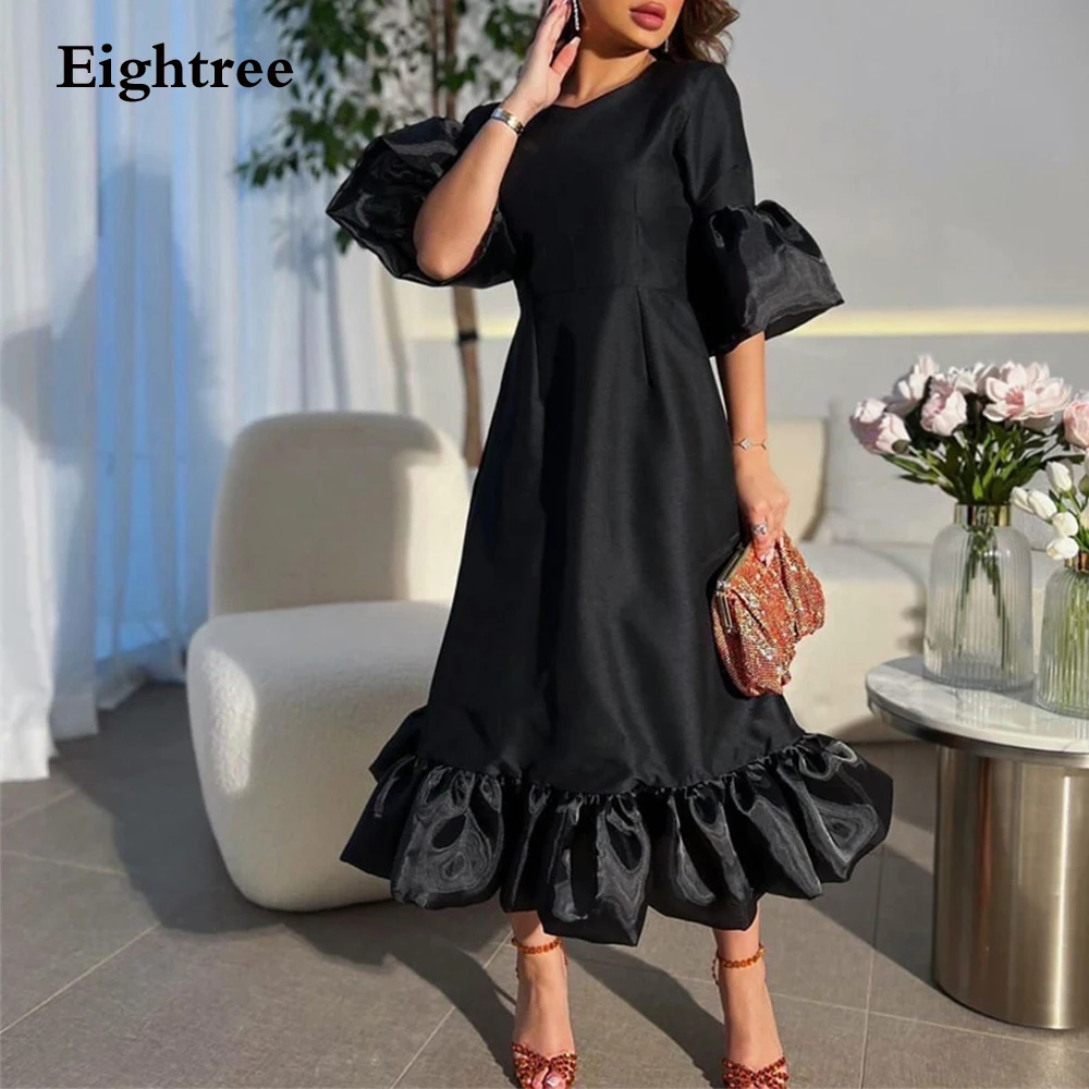 

Eightree Vintage Black Prom Dresses Mermaid O Neck Short Sleeves Abendkleider Dubai Stain Robes De Soirée Party Dresses 2023