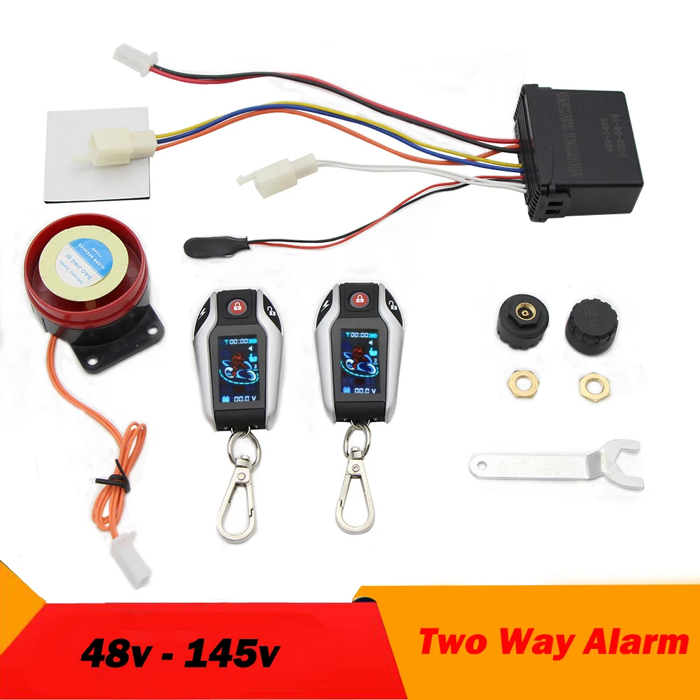 Electric Motorcycle e-Bike Two Way Alarm System 48V 60V 72V 84V 96V 108v 120V 132v Anti-theft Alarm Device Tire Pressure Monitor