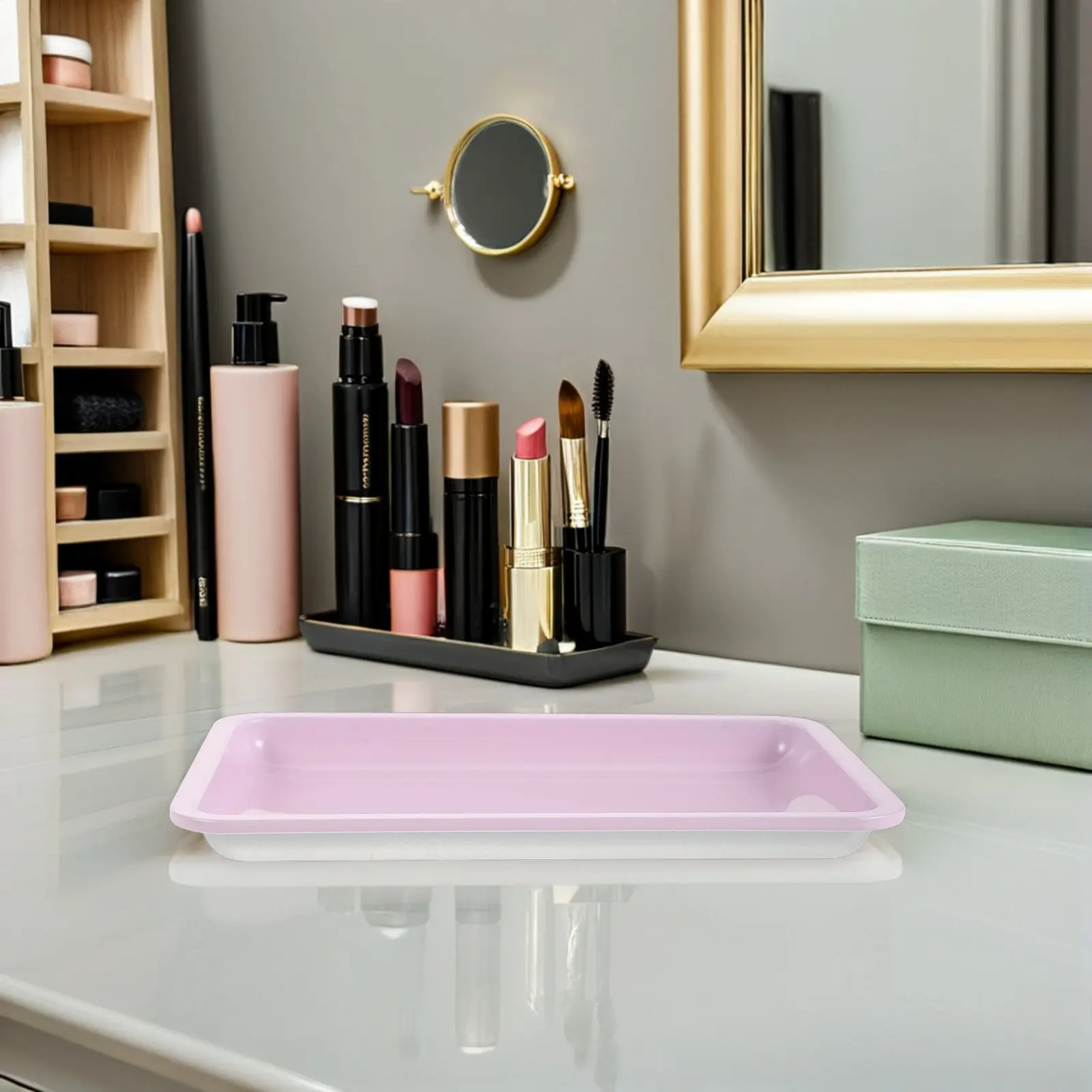 

4Pcs Manicure Tools Organizer Stainless Steel Nail Tray for Desk Nail Art Storage Rectangular Metal Organizer Tray Salon Makeup