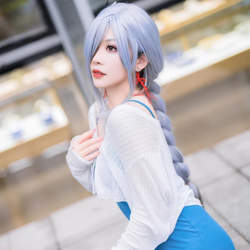 Игра Genshin Impact Shenhe, повседневный костюм для косплея, аниме, праздничное платье для ролевых игр, длинное ремешковое платье ​ Сукня ss, вязаный кардиган для любителей