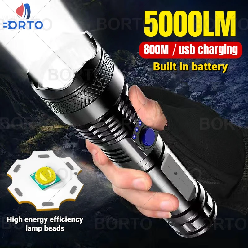 FLSTAR FIRE Ultra Powerful Tactical Flashlight USB Rechargeable Zoomable Strong Lamp Outdoor Waterproof Emergency Camping Torch