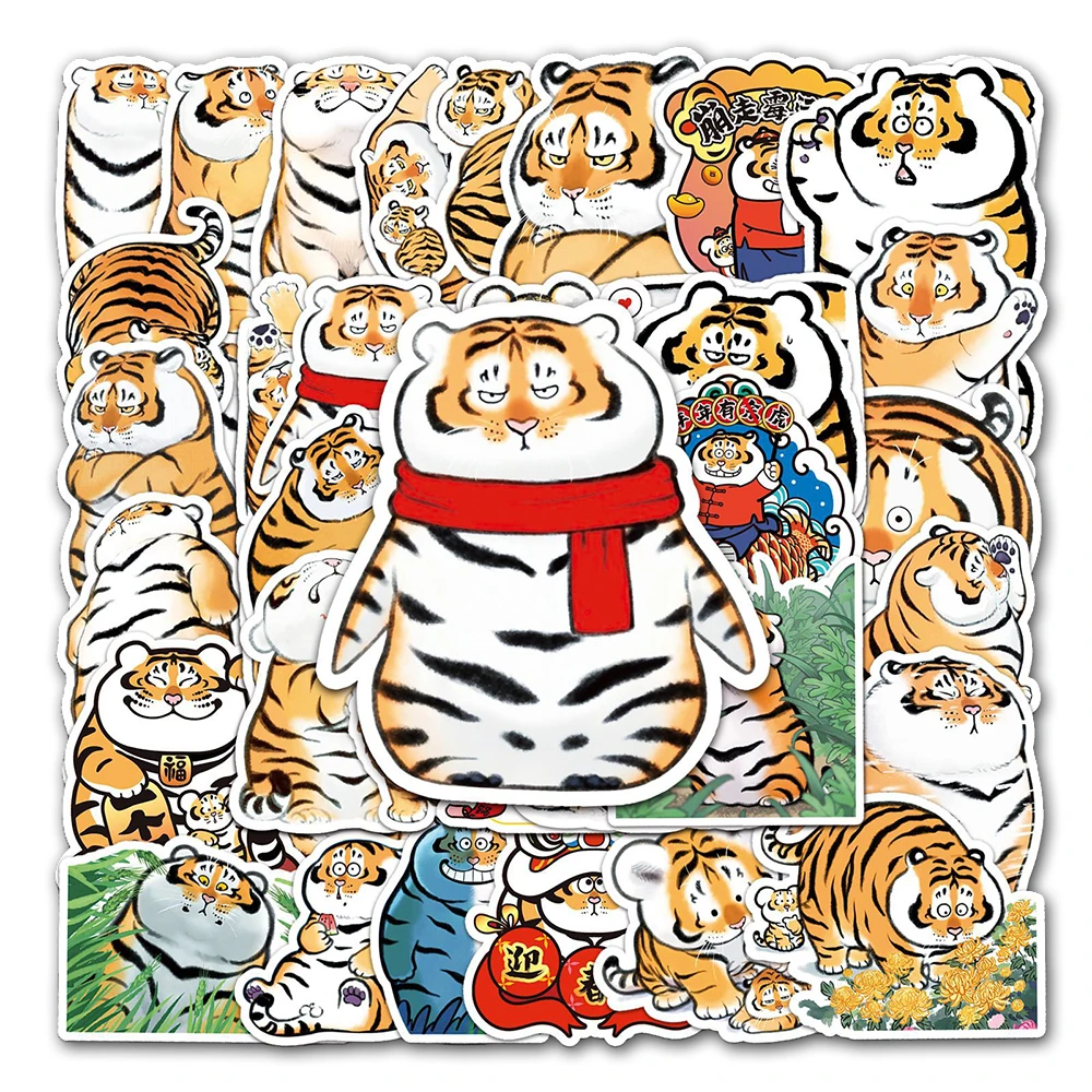 10/30/50PCS 2022 New Cartoon Tiger Stickers Waterproof DIY Suitcase Phone Skateboard Graffiti Cute Funny Decals For Kid Toys