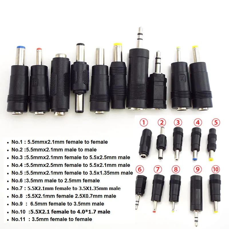 Adaptador de corriente DC de 6,5mm, 5,5x2,1mm, 2,5mm, 3,5mm, conectores hembra a macho para cargador de tableta y PC