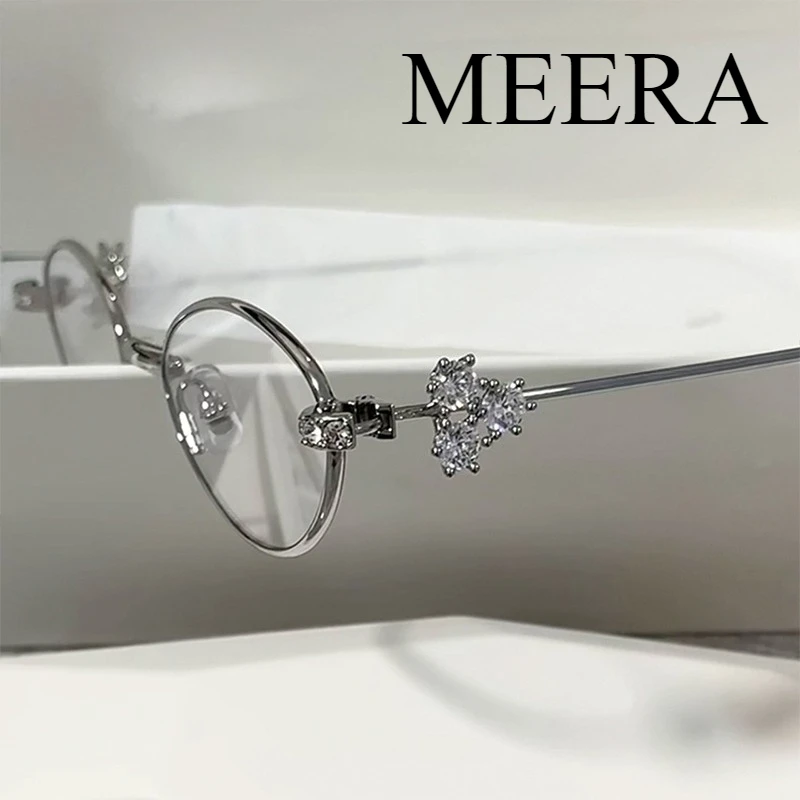 Korean Fashion Designer Wedding GM Eyewear Carat Metal Oval Luxury Diamond Jewelry Eyeglasses  Bling Optical Prescription Frame
