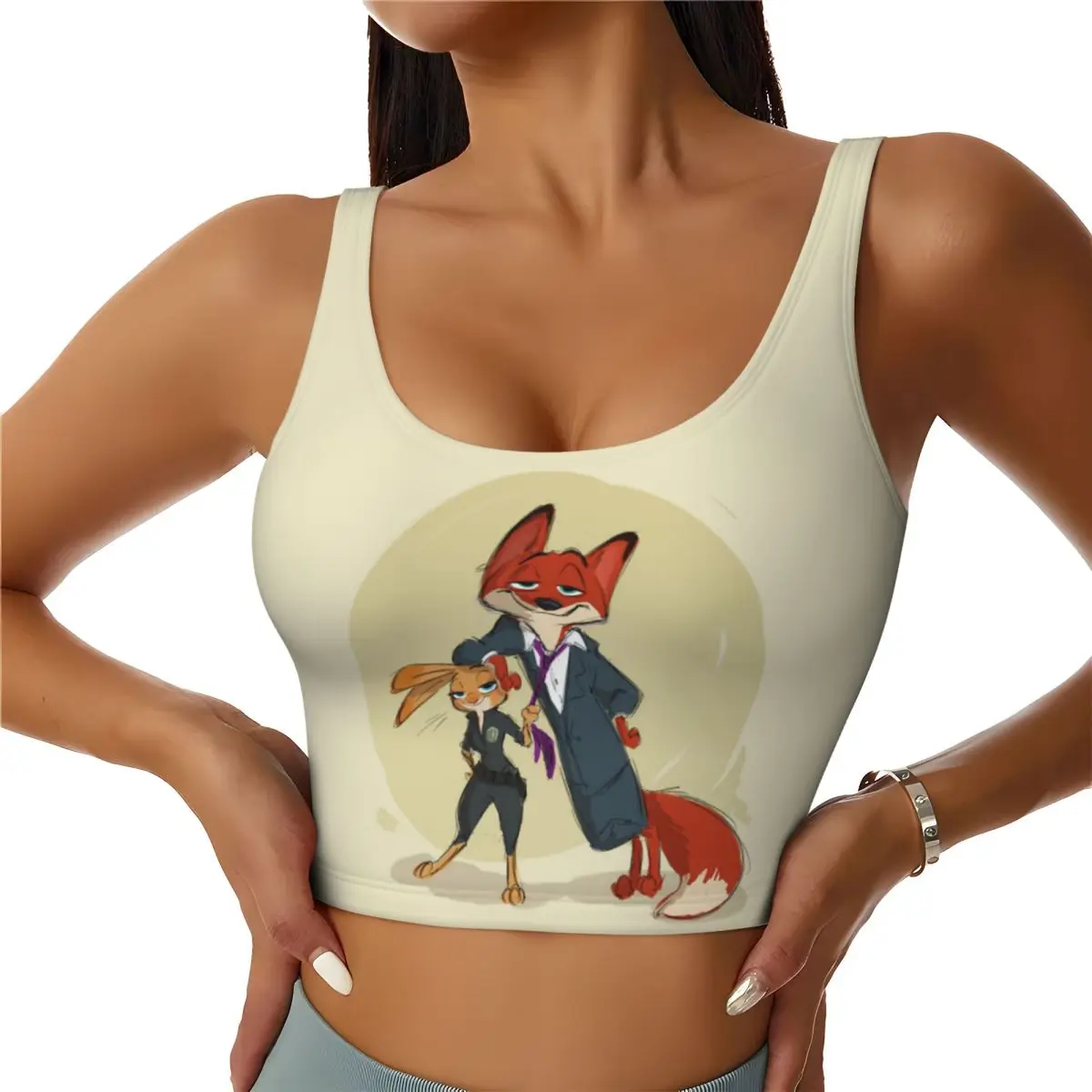 

Custom High Impact Zootopia Cute Cartoon Sports Bra Women's Gym Workout Yoga Crop Top