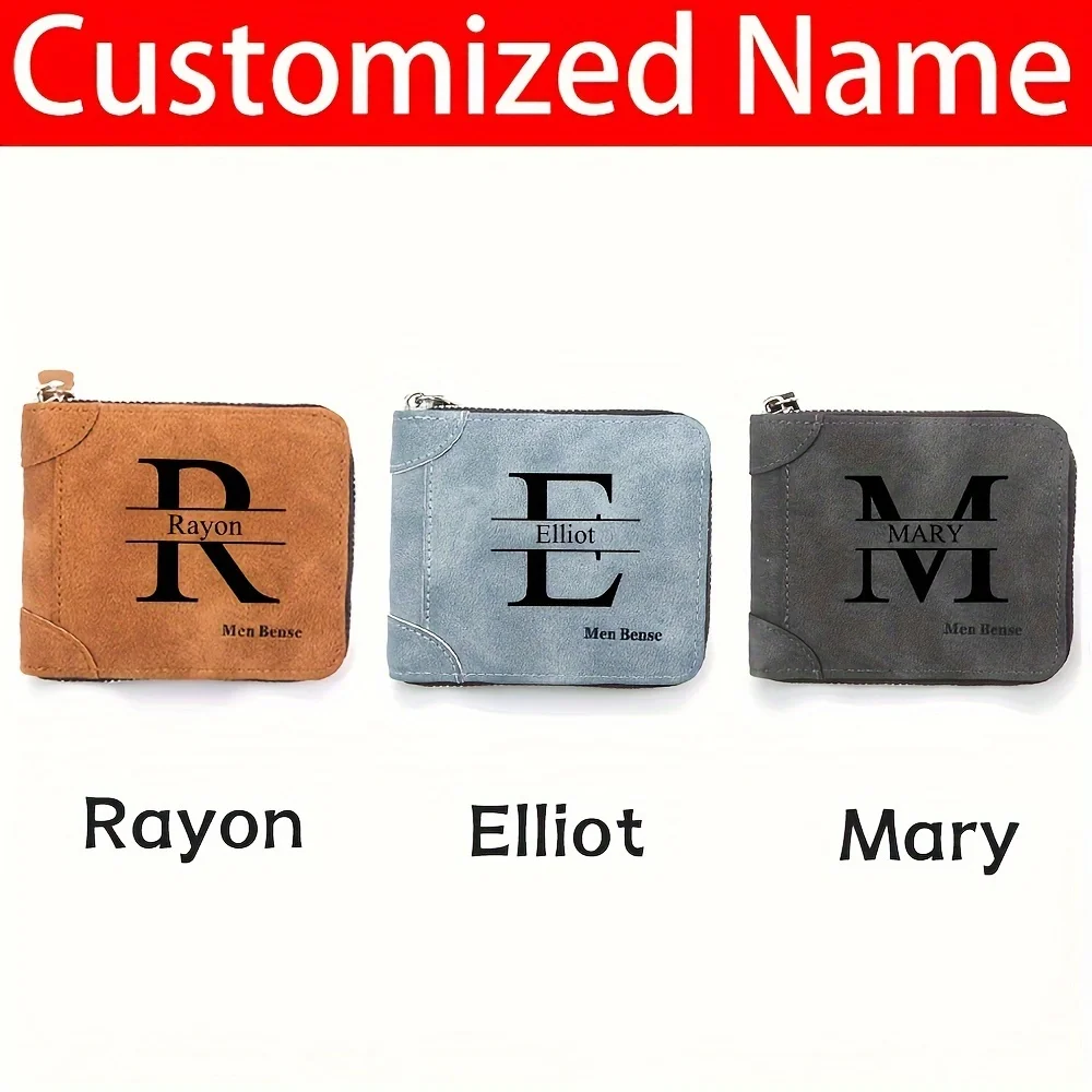 Name Customized Men's Wallet, Fashion Frosted Men's, Multi-card Slot Coin Purse, Simple Gift for Classmates, Boyfriend, Husband