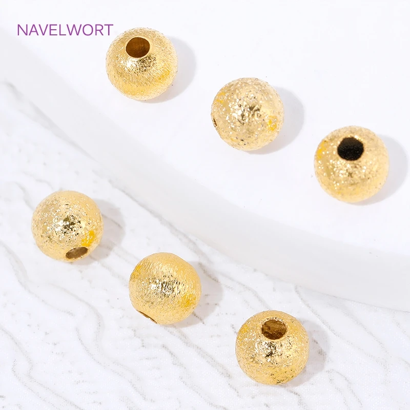 4/5/6/8mm 18K Gold Plated Frosted Round Spacer Beads For Jewelry Making,Separator For Beads,DIY Bracelet Making Accessories