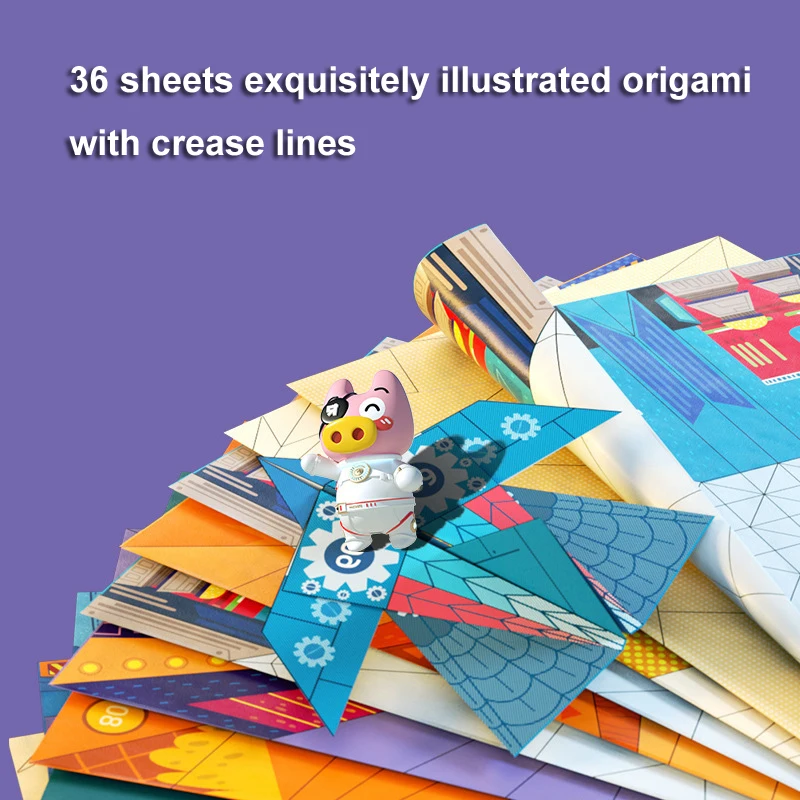 Colorful Kids Origami Kit  Origami Paper 36 Sheets Practice Papers 12 Origami Airecraft Instructional Origami Book Origami