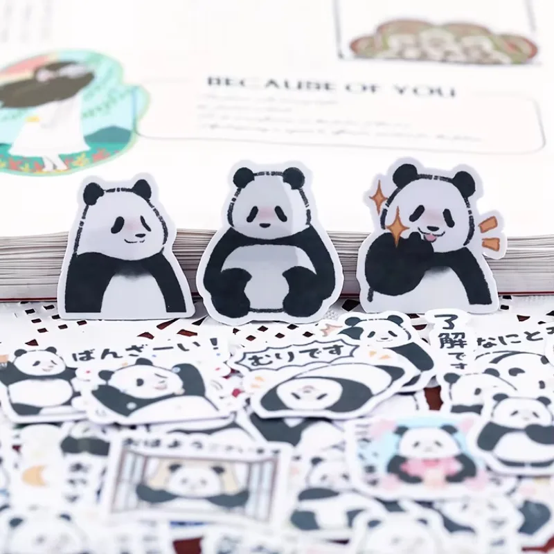 

40pcs Hand Account Cartoon Panda Sticker Hand Account Cute DIY Album Ins Translucent Decoration Material Kawaii Vintage Planner